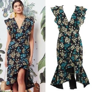 La Madison Talulah Stormy Crochet Flounce dress NWT medium